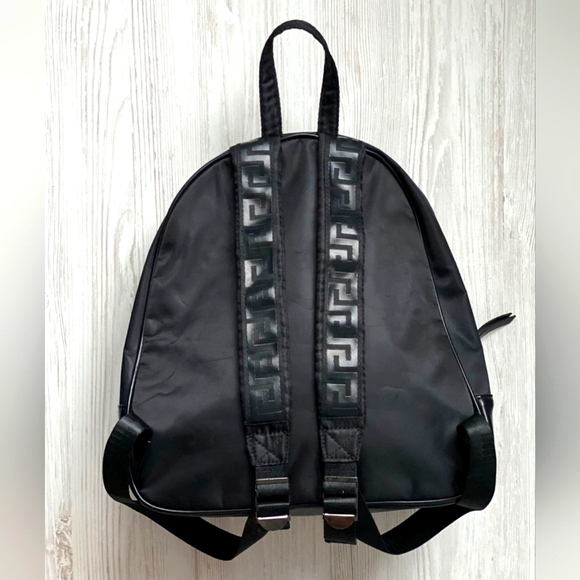 Versace Parfum Medusa Head Black Faux Patent Leather Nylon Backpack - Picture 3 of 7